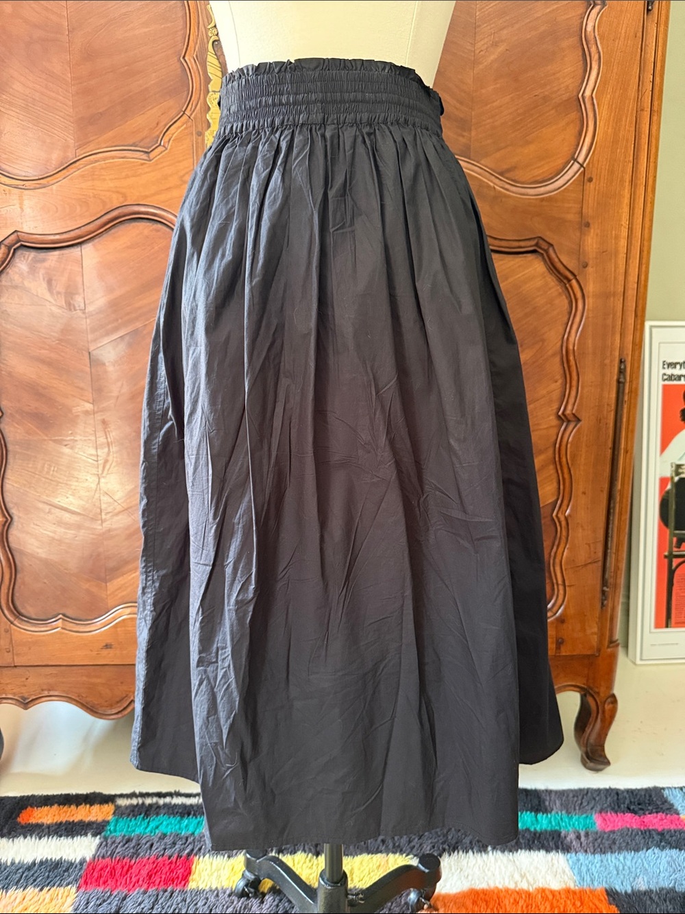 Apiece Apart Black Drawstring Midi Skirt Size 6 - Picture 2 of 4